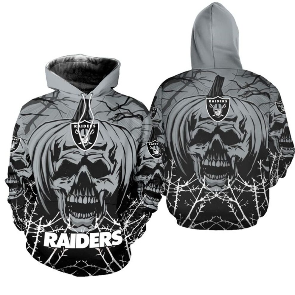 Raiders hoodie Halloween pumpkin skull print sweatshirt ...