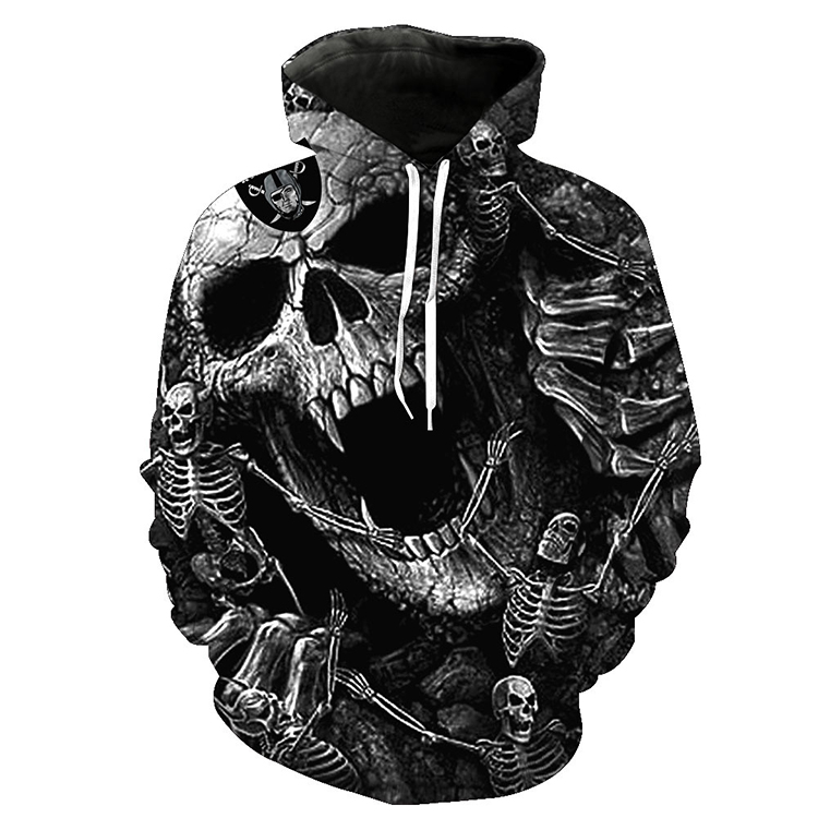 NFL hoodies 3d skull Oakland Raiders hoodie sweatshirt zip up pullover 