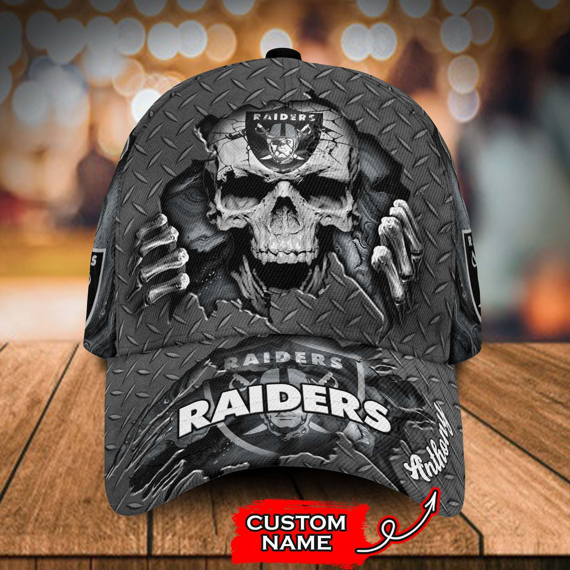 Personalized NFL Las Vegas Raiders Skull Hat Cap - Tagotee