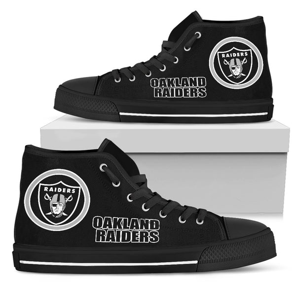 Circle Logo Oakland Raiders High Top Shoes - Raidersfanworld.com
