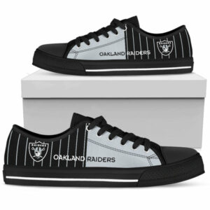 Cool Simple Design Vertical Stripes Oakland Raiders Low Top Shoes