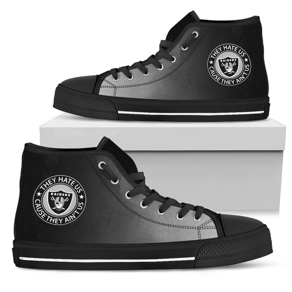 Cool They Hate Us Cause They Ain't Us Oakland Raiders High Top Shoes
