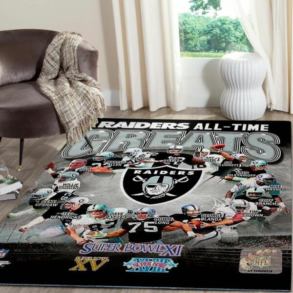 Football Oakland Raiders Area Rug " Raiders All-time Creates" Home Decor