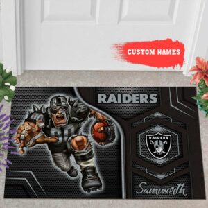 Las Vegas Raiders 3D Doormats NFL Custom Name