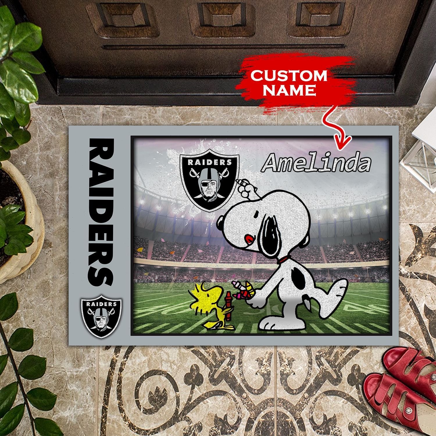 Las Vegas Raiders Doormats Snoopy NFL 02 Custom Name 