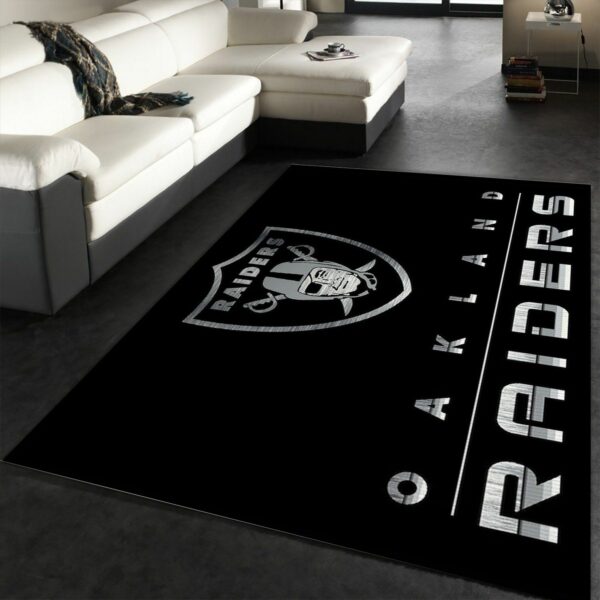 Las Vegas Raiders Imperial Chrome Rug NFL Area Rug For Christmas