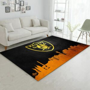 Las Vegas Raiders Skyline NFL Team Logos Area Rug Living Room Rug