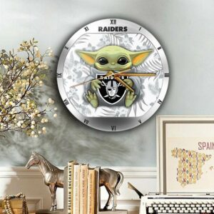 NFL Las Vegas Raiders Baby Yoda Grogu Clock
