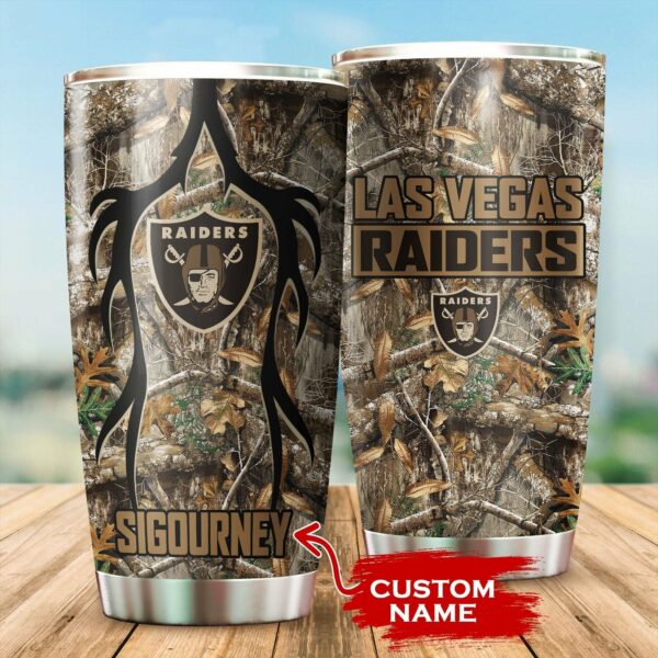 Oakland Raiders Hunting Custom Name Tumbler