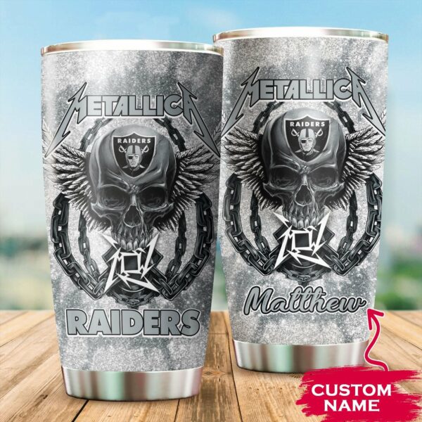 Oakland Raiders Metallica Custom Name Tumbler