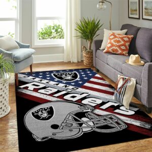 Oakland Raiders Nfl Team Logo American Style Nice Gift Home Decor Rectangle Area Rug