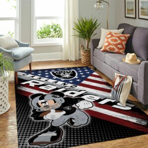 Oakland Raiders Nfl Team Logo Mickey Us Style Nice Gift Home Decor Rectangle Area Rug