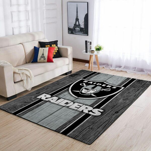 Oakland Raiders Nfl Team Logo Wooden Style Style Nice Gift Home Decor Rectangle Area Rug