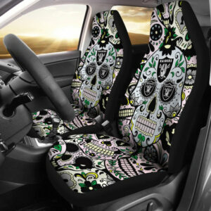 Party Skull Oakland Raiders Car Seat Covers