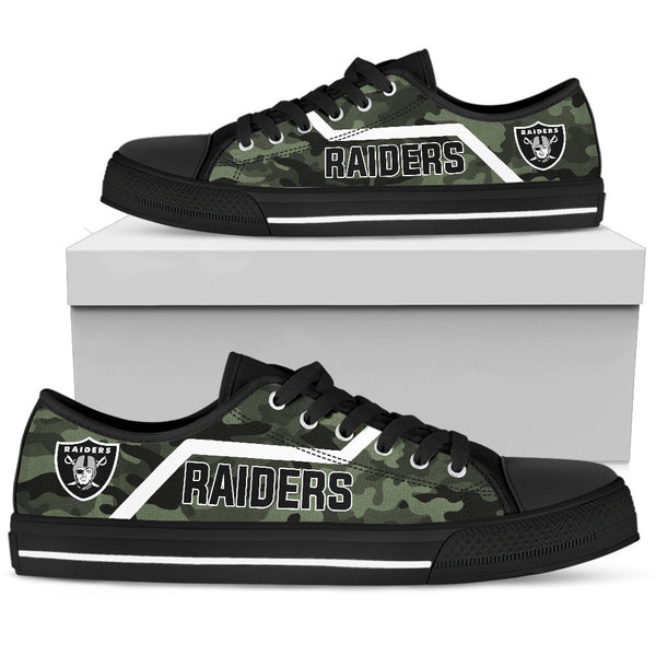 Simple Camo Oakland Raiders Low Top Shoes