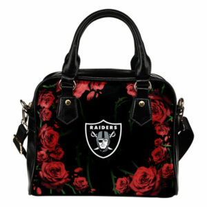 Valentine Rose With Thorns Oakland Raiders Shoulder Handbags