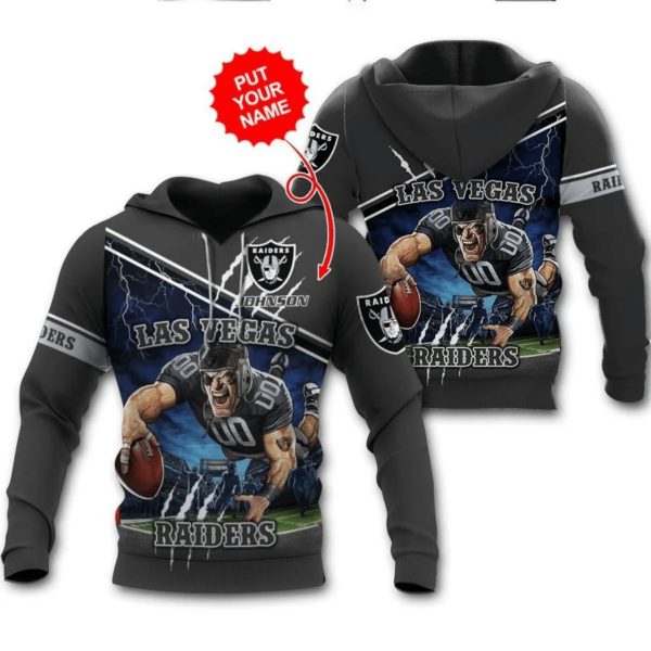 Las Vegas Raiders Mascot Catching Ball NFL Personalized All-over Print Hoodie