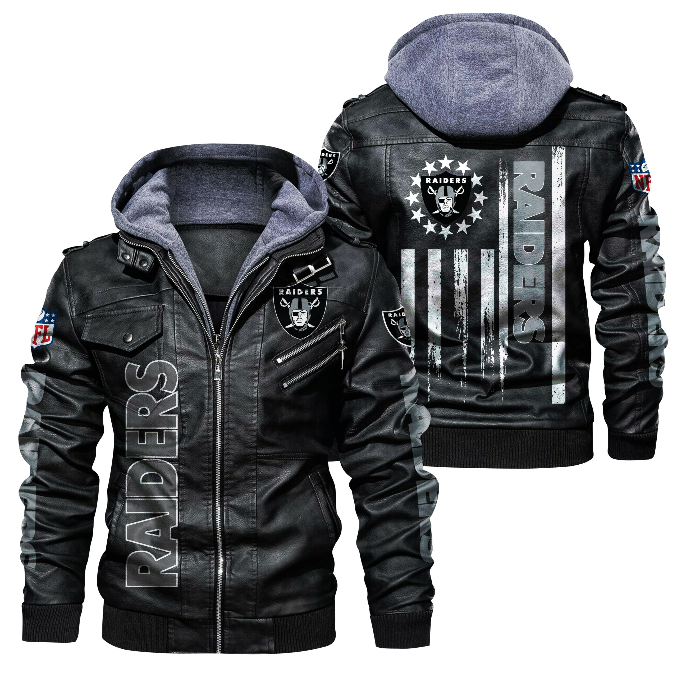 Las Vegas Raiders Leather Jacket Motorcycle Men Trending 2022