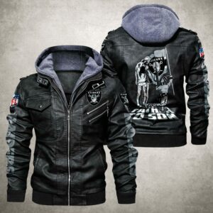 NFL Oakland Raiders Leather Jacket From Father And Son Black