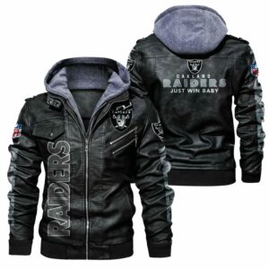 NFL Oakland Raiders Leather Jacket Just Win Baby