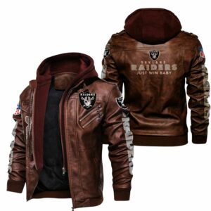 NFL Oakland Raiders Leather Jacket Just Win Baby Brown