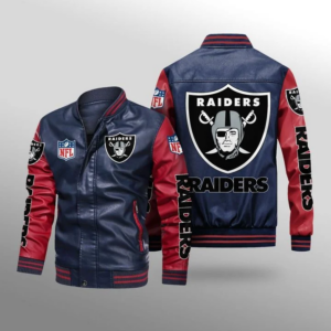 NFL Oakland Raiders Leather Jacket Red Thermal Plush