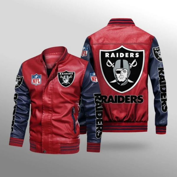 NFL Oakland Raiders Leather Jacket Thermal Plush