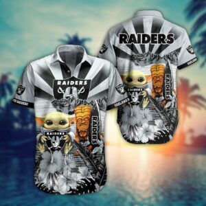 Oakland Raiders NFL Baby Yoda Hawaiian Shirt Men