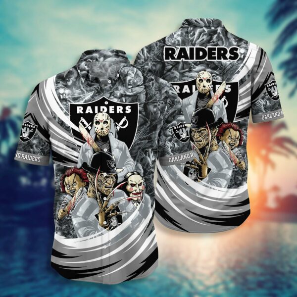 Oakland Raiders NFL Halloween Horror Movies Hawaiian Shirt