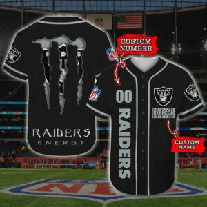 Las Vegas Raiders Custom Number And Name NFL 3D Baseball Jersey