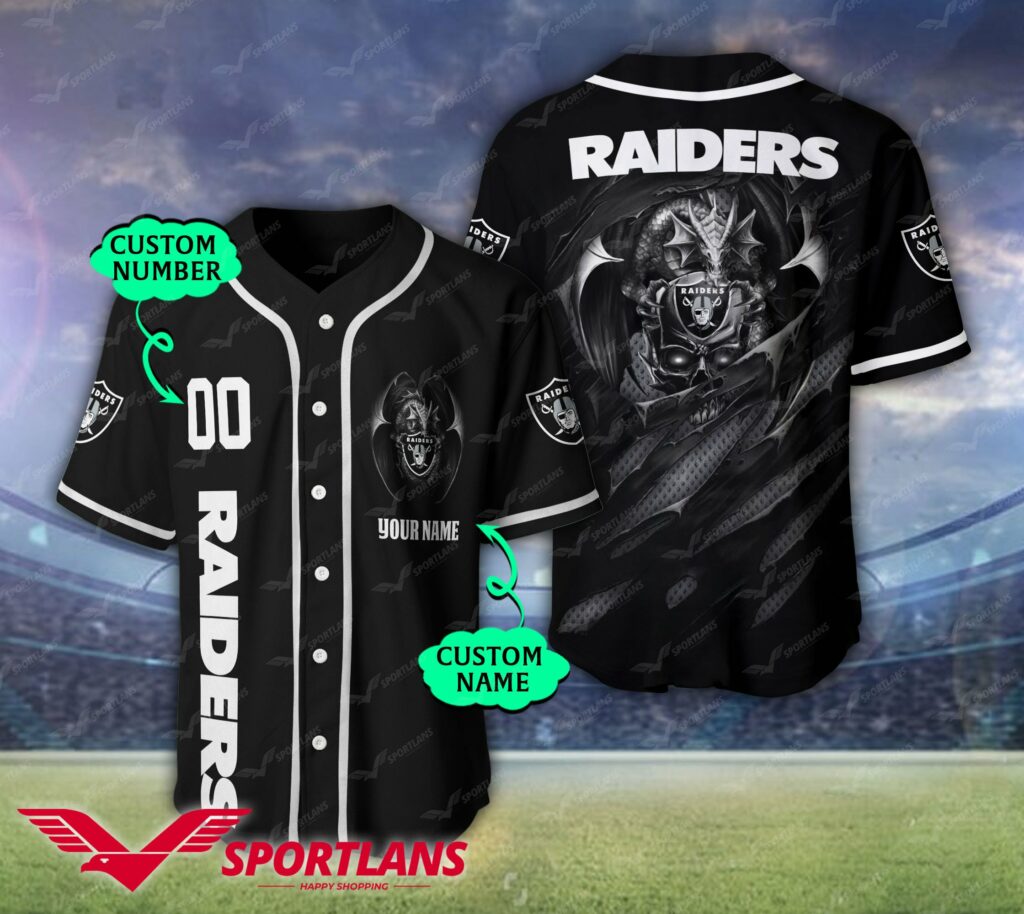 Raiders NFL 3D Personalized Baseball Jersey - Raidersfanworld.com