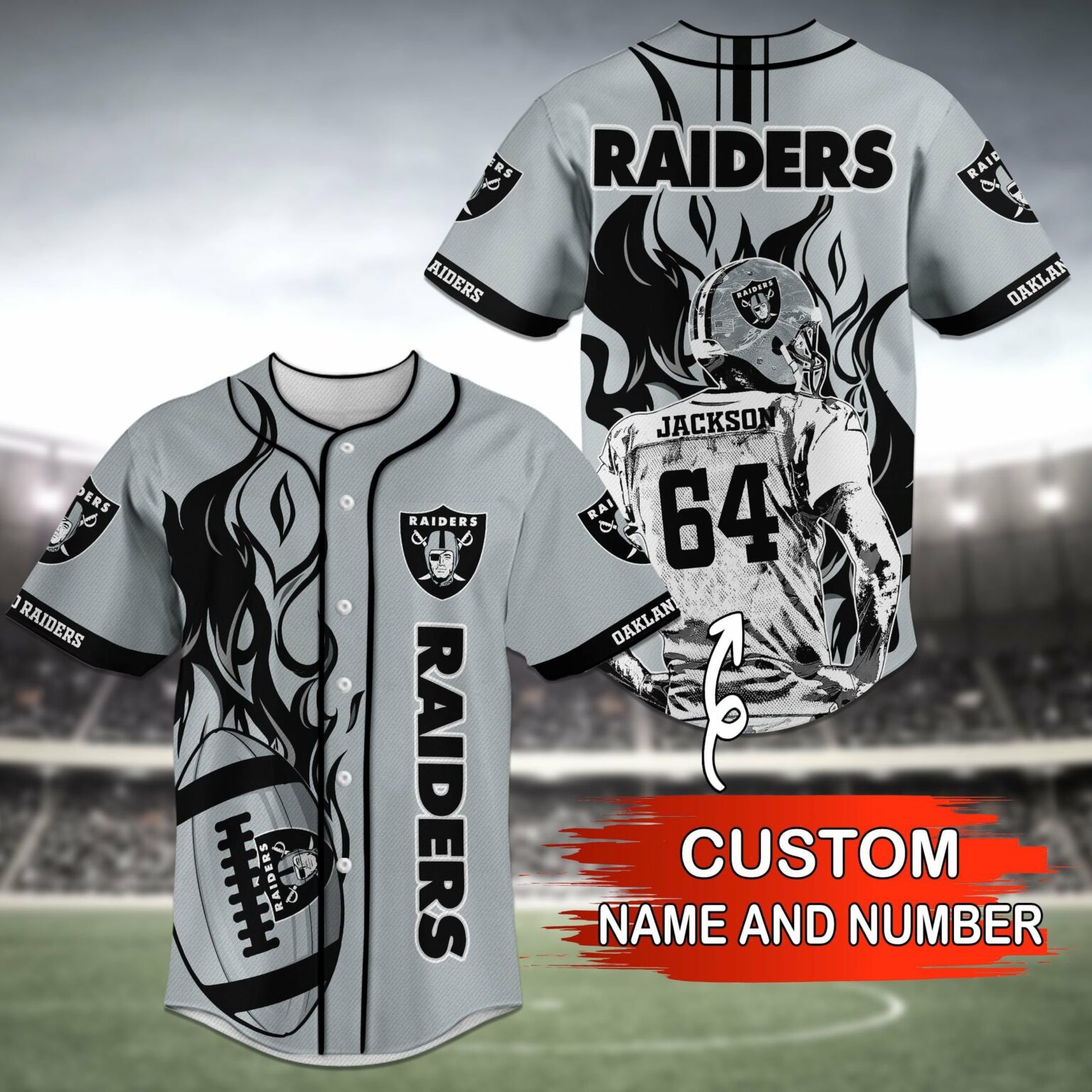 Las Vegas Raiders NFL 3D Personalized Baseball Jersey