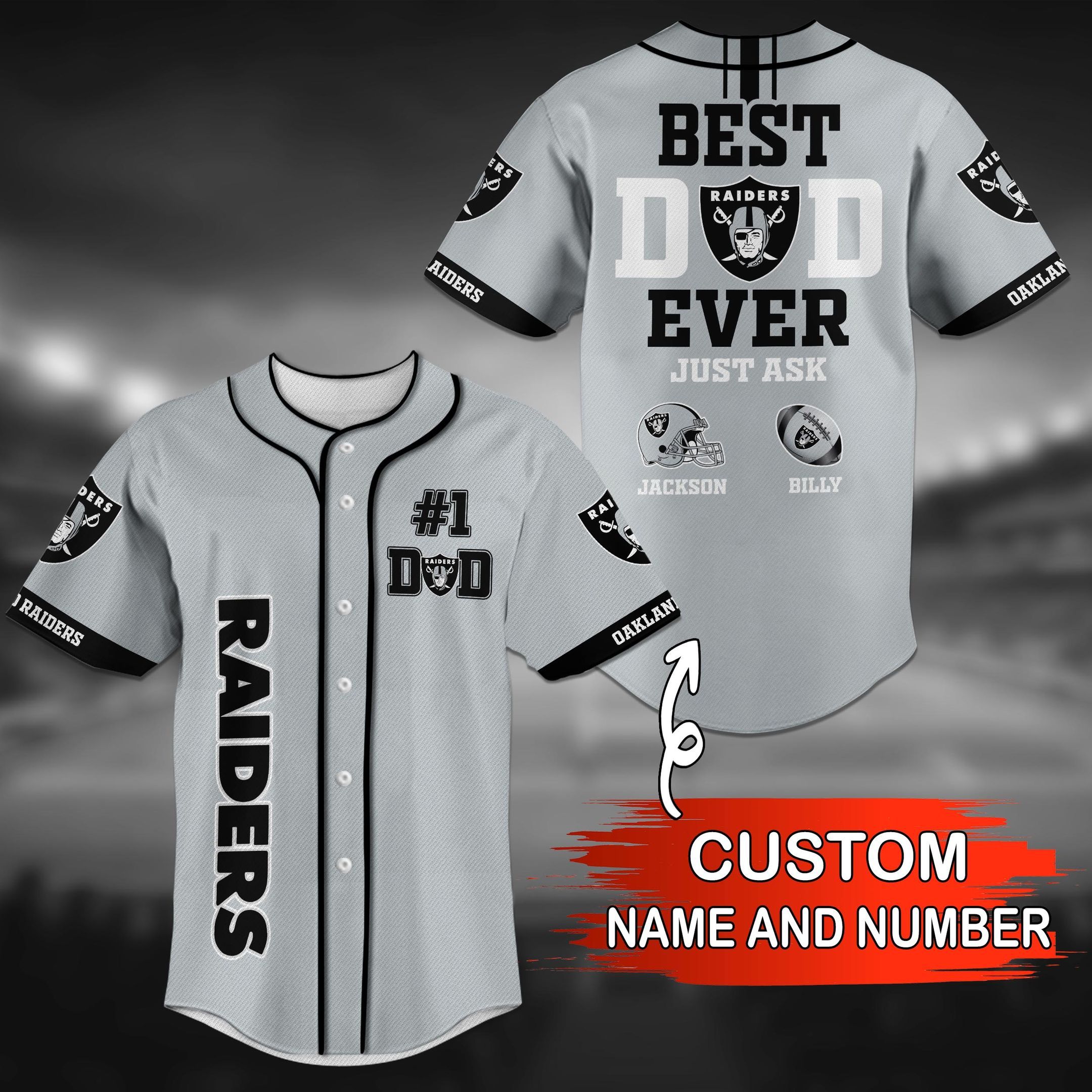 Oakland Raiders NFL Personalized Baseball Jersey 