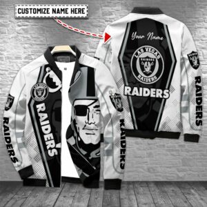 Product Detail  LAS VEGAS RAIDERS FAUX LEATHER STUDDED BOMBER JACKET