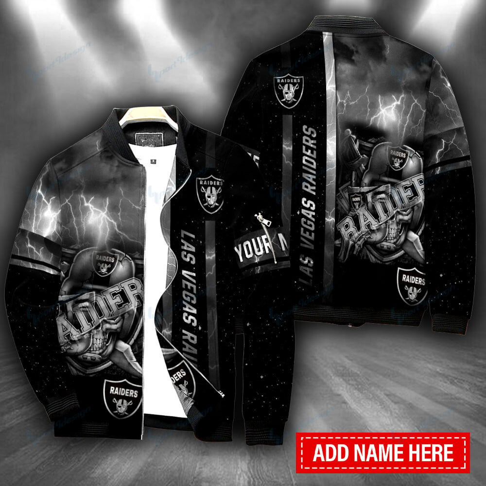 Oakland Raiders Camo Pattern 3D Bomber Jacket 