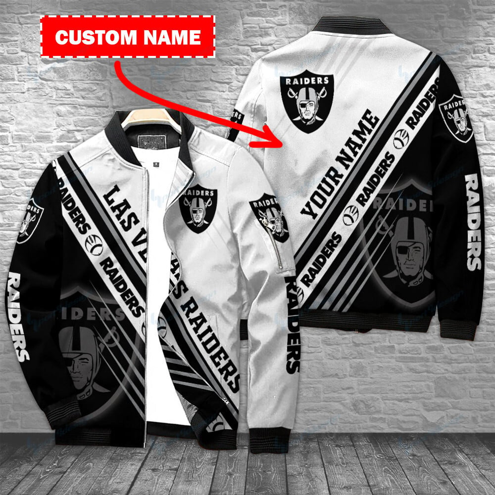 Las Vegas Raiders bomber jacket graphic heart ecg line 