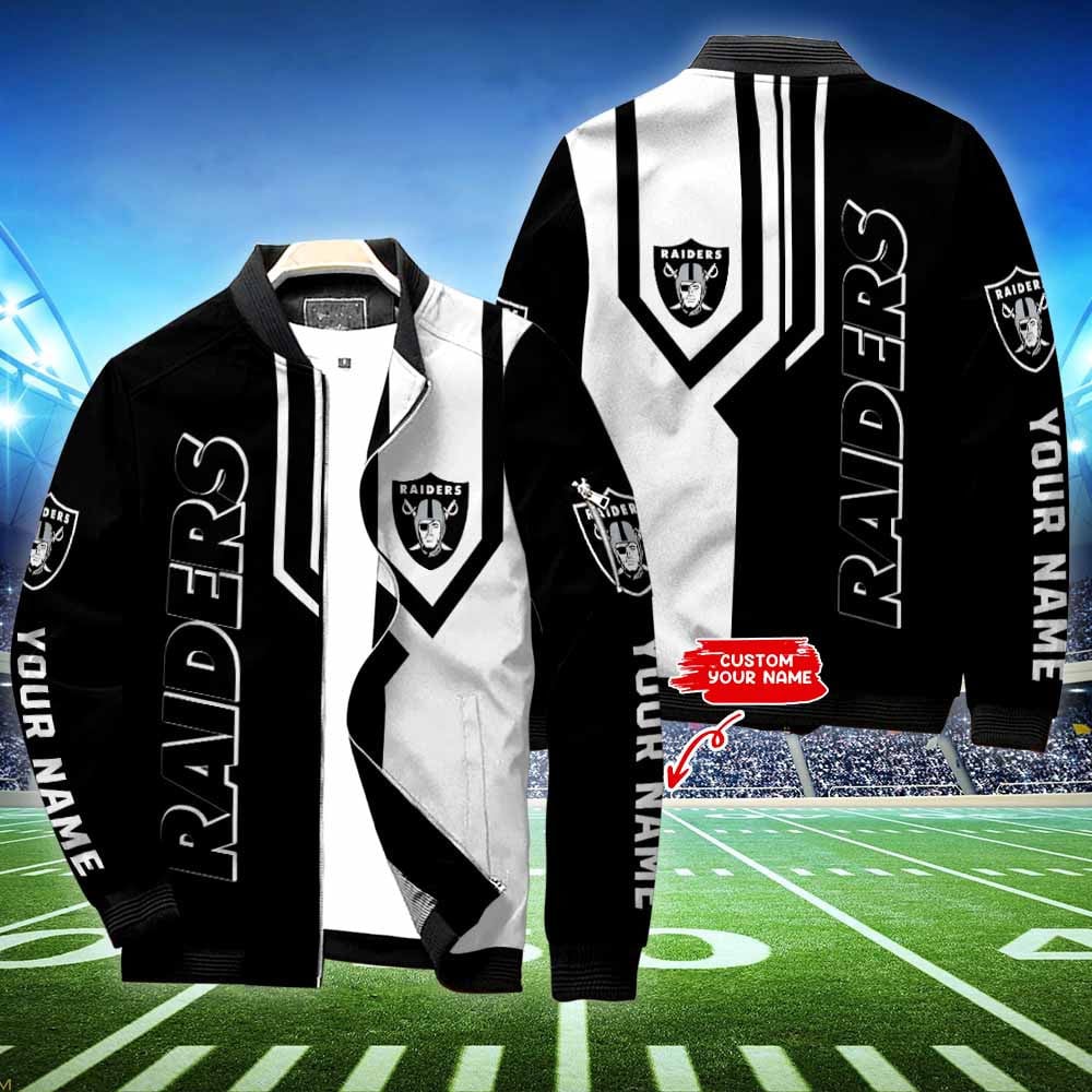 Personalized Oakland Raiders NFL Custom Bomber Jacket - T-shirts